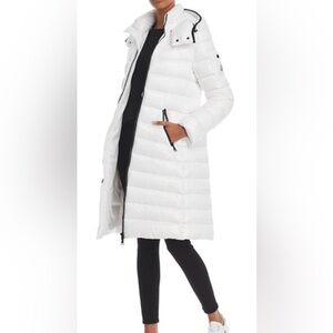 Like new women's Moncler Moka long down puffer jacket, white size 1